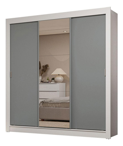 Ropero Closet Madesa 3 Puertas 1 Espejo Bg 01 Color Blanco/Gris