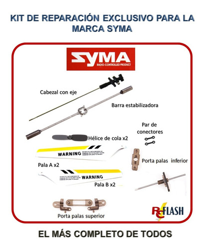 Imagen 2 de 5 de Set De Repuestos Helicópteros Syma S107g S111g S109g Y Mas