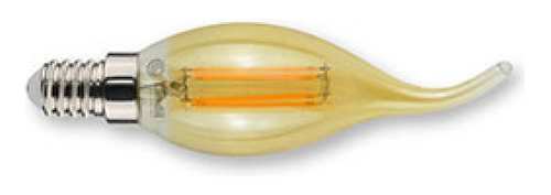 Pack X 2 Lampara Led Filamento Velita E14 4w Luz Calida Vidrio Ambar Marca: Candil Luz Decorativa