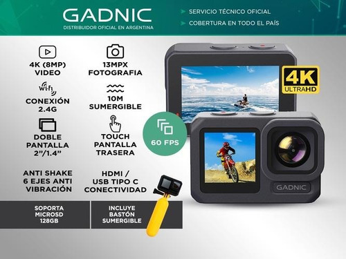 Cámara Extreme 16 Video 4k 13mpx Doble Cámara Wifi Negro