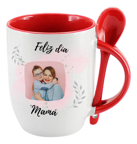 Taza Con Cuchara Personalizada + Cajita Día De La Mamá