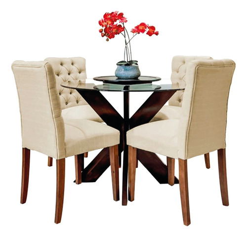 Juego De Comedor 4 Sillas Zoe Beige