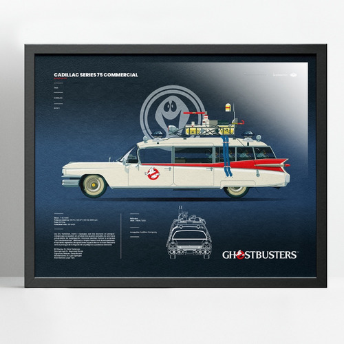 Cuadro 40x50 Auto Ecto-1 Gosthbusters / Cazafantasmas