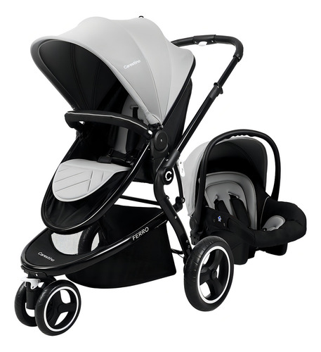 Coche de 3 ruedas Carestino Jogger Ferro Gris Claro con Chasis Negro