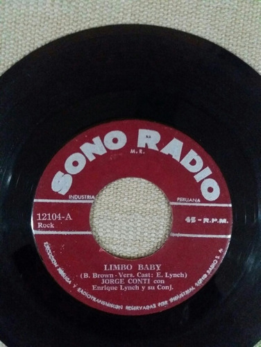 Jorge Conti Limbo Baby Trabajo De Verano Disco Single 45 Rpm