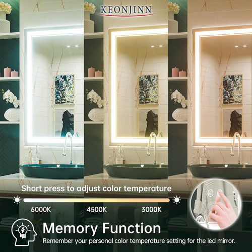 Espejo Led 36x28 PuLG Con Iluminación Ajustable Y Antiempaña