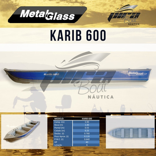 Imagem 1 de 10 de Barco De Alumínio Karib 600 + Motor Mercury 40 Hp 2 T