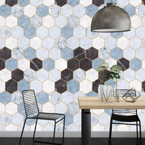 Imagen 5 de 8 de Vinilos Decorativos Pared Marmol Hexagonos