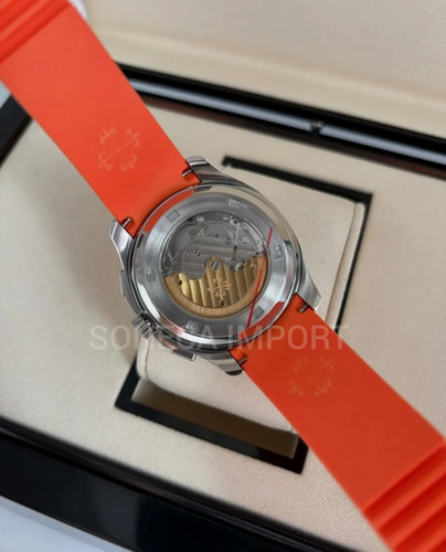Relógio Patek Automático Aquanaut Laranja + Caixa Original Laranja Prateado Preto (Recondicionado)