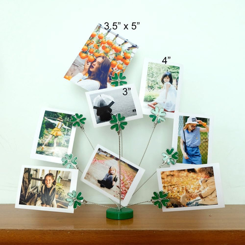 Soporte Marco Fotos Diseño Trebol Verde Para 8 Fotos