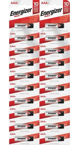20 X Pilas Alcalinas Aaa Energizer Max Blisters San Martin