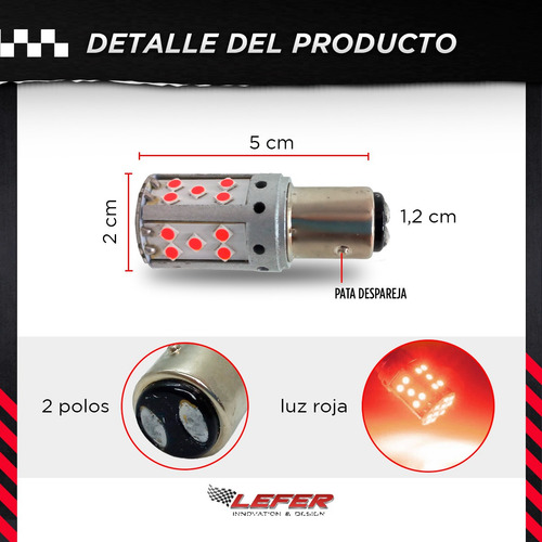 Imagen 3 de 7 de Lampara 2 Polos Led Máxima Luz Pata Despareja Rojo X 2