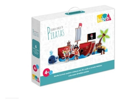 Imagem 2 de 5 de Brinquedo De Madeira Quebra-cabeça 3d Piratas Babebi