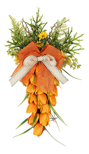 Corona De Zanahoria De Pascua Para Puerta Delantera, Corona