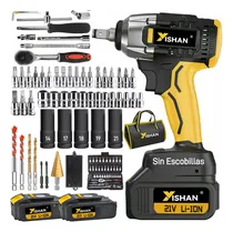 Comprar KIt Pistola de impacto Inalámbrico Sin Escobillas Llave de pistola electrica 450Nm com 2 Baterías 4 en 1