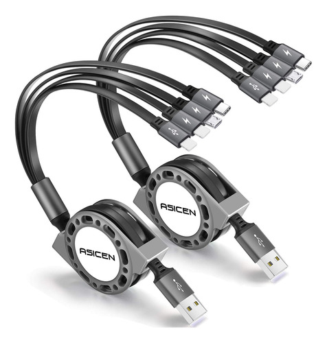 Cable De Carga Multiple 4 En 1 Retractil Para Celular Cable