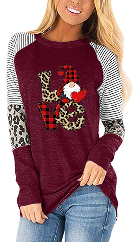 Dia San Valentin Mujer Casual O-cuello Leopardo Empalme Top