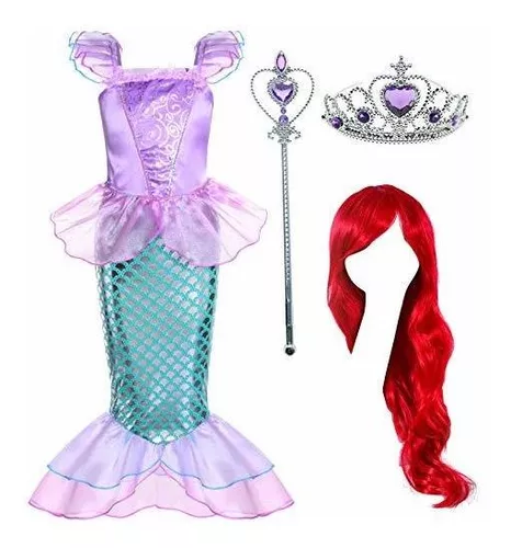 Disfraz De Sirenita Princesa Ariel Para Niña Vestir Con Pelu | Envío gratis