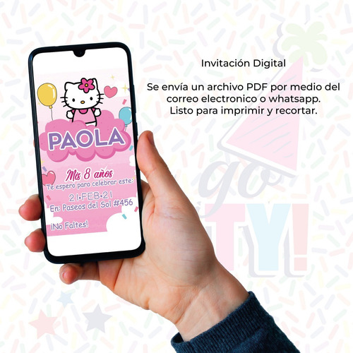 Invitación Digital De Cumpleaños Kitty / Imprimir
