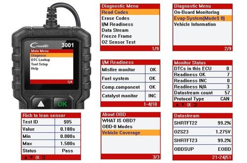 Escaner Launch Creader 3001 Automotriz Obd2 Multimarca Motor