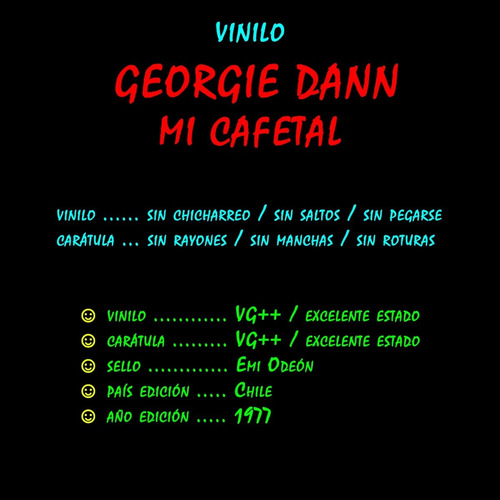 Imagen 3 de 4 de ¬¬ Vinilo Georgie Dann / Mi Cafetal Zp
