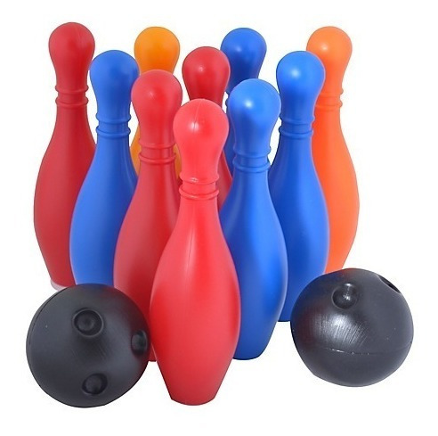 Imagen 5 de 5 de Juego De Bowling Duravit Bolos 10 Pinos 2 Pelotas Canasto