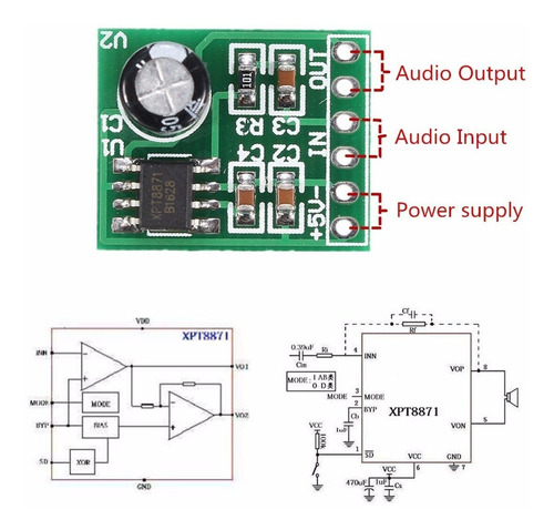 Modulo Amplificador Audio Xh-m125 Xpt8871 5w Ptec