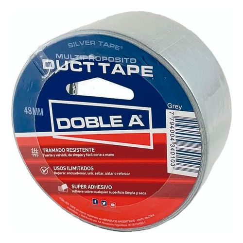 Cinta Duct Tape Multiproposito Gris Doble A 48mmx25mts