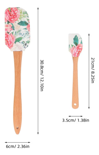 Espátula De Silicona Raspador De Masa Con Mango De Madera, P