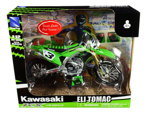 New Ray 1:12 Moto Deportiva Cross Kawasaki Eli Tomac