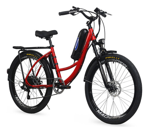 Bicicleta Elétrica Machine New Urban+ 350w Vermelha