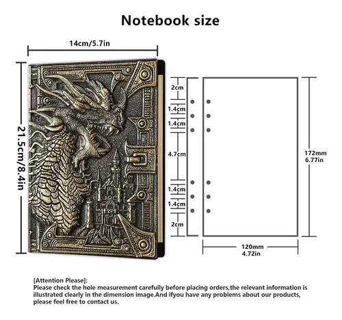 Notebook Ancient Deer Dnd Refillable Binder Leather 3d Vinta