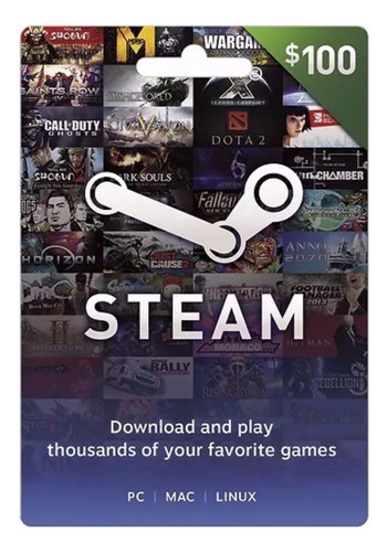 Tarjeta Steam 100 Dólares Cuenta Argentina