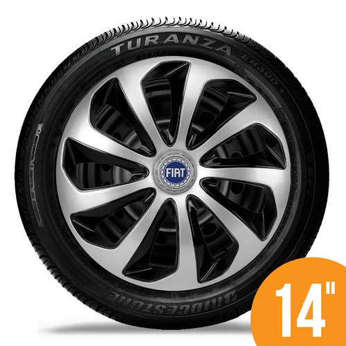 Imagem 1 de 1 de Jogo Calota Esportiva 14 Velox Silver Black Fiat Uno Palio A