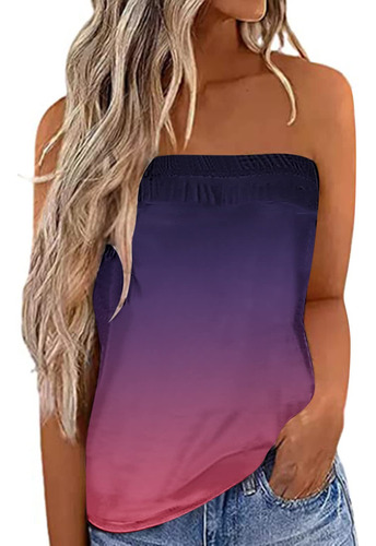 Una Playera Sin Tirantes Tipo Bandeau Para Mujer, Tubo Degra