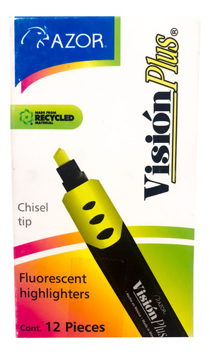 Marcatextos, Vision Plus, Amarillo Fluor, 1 Caja/12 Pzs. Amarillo