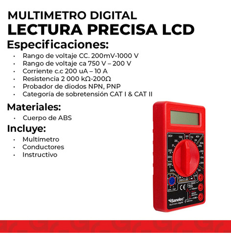 / Multimetro Digital Lcd Portatil 10a Ca/cd Profesional