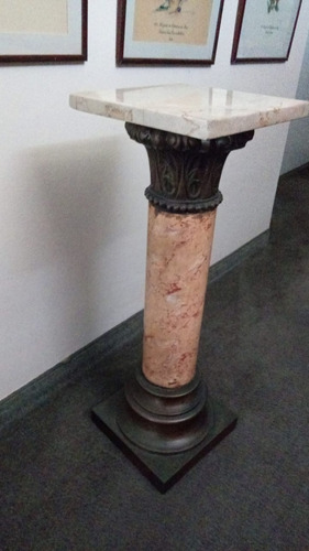 Columna De Marmol Y Bronce Antigua