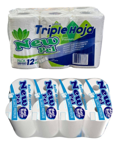 Bolson Papel Higienico Triple Hoja + Rollo Cocina 200paños