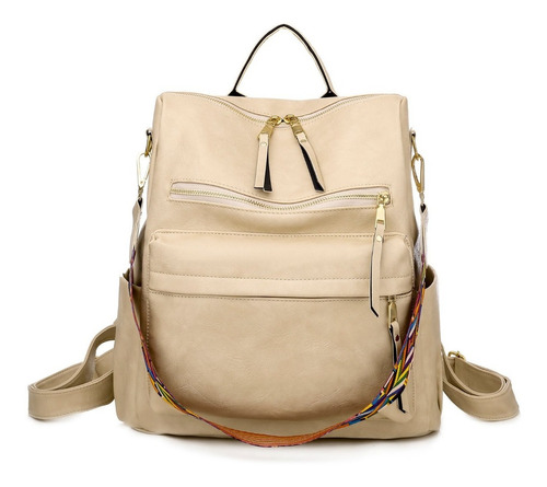 Mochila Los Misterios LMB10006 color beige diseño lisa 16L