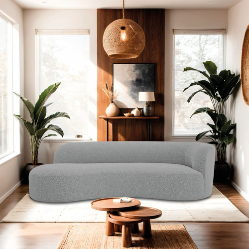 Divã Recamier Orgânico Tokyo 180cm Lado Esquerdo Bouclé Cor Cinza