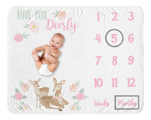 Sweet Jojo Designs Woodland Deer Girl Milestone Manta Mensua