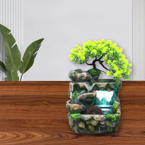 Fonte De Água Interna Com Luz Colorida 110v Mini Cascata