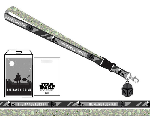 Imagen 4 de 4 de Portagafetes Mandalorian Mando Baby Yoda Lanyard Star Wars