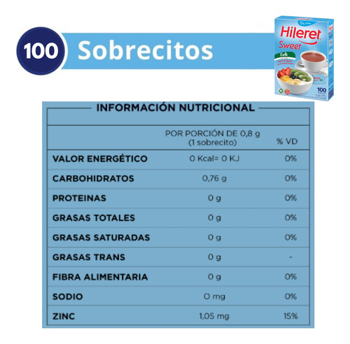 Pack X3 Edulcorante Hileret Sweet Azucar Light 100 Sobres
