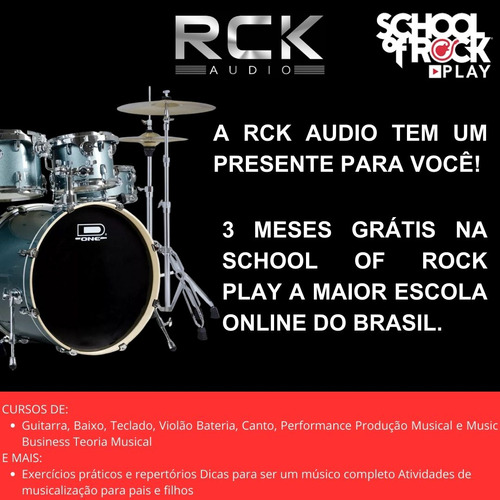 Bateria Acústica D-one Dr22 Com Banco Space Green Rocket