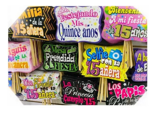 12 Letrero Selfie Neon 15 Años Photo Booth Cabina Partynices
