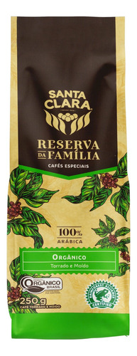 Café Torrado e Moído Orgânico Santa Clara Reserva da Família Pacote 250g