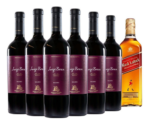 Imagen 1 de 10 de Vino Luigi Bosca Malbec Caja X 6 + J. Walker Red 1l.