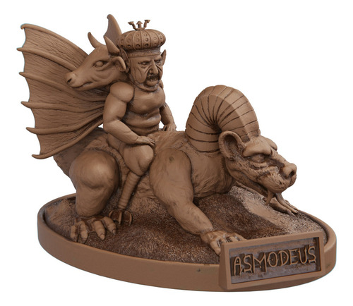 Estátua Imagem Asmodeus - Ars Goetia - Versão 3 Cor Cor Madeira
